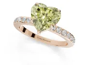 Heart-Shaped Hidden Halo Engagement Ring Setting for a Fancy Yellow Lab-Grown Diamond | Pavé Band | Rose Gold