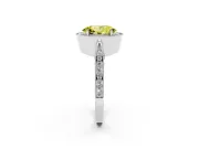 Oval Milgrain Halo Engagement Ring Setting for a Fancy Yellow Lab-Grown Diamond | Side Stones | Platinum