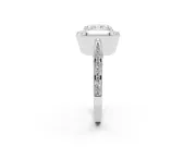 Radiant Cut Vintage Milgrain Halo Engagement Ring Setting | Side Stones and Pave | Sterling Silver