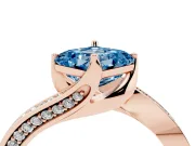 Fancy Blue Asscher Cut Diamond Solitaire Ring Set in Rose gold with Intertwined Pavé Twist Band