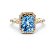 Radiant Cut Halo Engagement Ring Setting for a Fancy Blue Lab-Grown Diamond | Yellow Gold - Design NV-24729