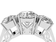 Round Three Stone Engagement Ring Setting | Beaded Shoulders | Sterling Silver