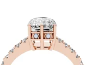 Radiant Cut Hidden Halo Solitaire Engagement Ring Setting | Shared Prong Band | Rose Gold