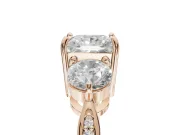 Princess Cut Three Stone Engagement Ring Setting | Tapered Pave Band | Rose Gold