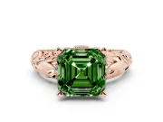 Asscher Cut Filigree Engagement Ring Setting for a Fancy Green Lab-Grown Diamond | Rose Gold