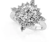 Round Cluster Halo Engagement Ring Setting | Platinum