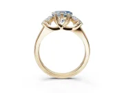 Heart-Shaped Three Stone Engagement Ring Setting for a Fancy Blue Lab-Grown Diamond | Tapered Band | Yellow Gold