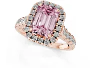 Emerald Cut Accented Halo Engagement Ring Setting for a Fancy Pink Lab-Grown Diamond | Rose Gold