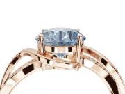 Round Bypass Solitaire Engagement Ring Setting for a Fancy Blue Lab-Grown Diamond | Pavé and Plain Strands | Rose Gold