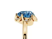 Heart-Shaped Petal Halo Engagement Ring Setting for a Fancy Blue Lab-Grown Diamond | Yellow Gold