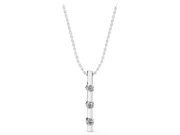 Round Lab-Grown Diamond Three-Stone Vertical Bar Pendant Necklace | Evenly Spaced | Sterling Silver