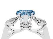 Heart-Shaped Three Stone Engagement Ring Setting for a Fancy Blue Lab-Grown Diamond | Plain Squared Band | Platinum