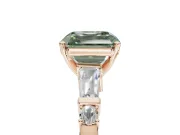 Asscher Cut Tapered Baguette Engagement Ring Setting for a Fancy Green Lab-Grown Diamond | Rose Gold