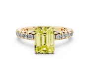 Emerald Cut Pavé Solitaire Engagement Ring Setting for a Fancy Yellow Lab-Grown Diamond | Yellow Gold
