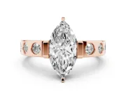 Marquise Tension Style Engagement Ring Setting | Flush Set Accents | Rose Gold
