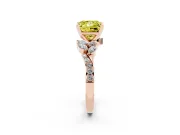 Fancy Yellow Princess Cut Diamond Solitaire Ring Set in Rose gold with Marquise Twist Band and Prong Setting