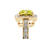 Cushion Cut Framed Halo Engagement Ring Setting for a Fancy Yellow Lab-Grown Diamond | Yellow Gold