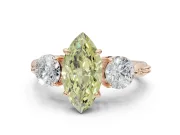 Marquise Three Stone Engagement Ring Setting for a Fancy Yellow Lab-Grown Diamond | Tapered Pave Band | Rose Gold