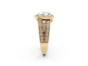 Heart-Shaped Milgrain Halo Engagement Ring Setting | Three-Row Split Shank | Yellow Gold