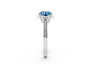 Round Floral Pavé Engagement Ring Setting for a Fancy Blue Lab-Grown Diamond | White Gold