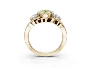 Oval Three Stone Split Shank Engagement Ring Setting for a Fancy Yellow Lab-Grown Diamond | Matching Sides | Yellow Gold