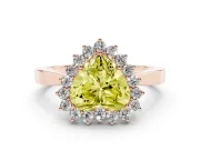 Fancy Yellow Heart Cut Diamond Halo Ring Set in Rose gold with Round Halo and Smooth Solitaire Band
