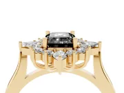 Emerald Cut Cluster Halo Engagement Ring Setting for a Black Center | Yellow Gold