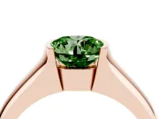 Round Half Bezel Engagement Ring Setting for a Fancy Green Lab-Grown Diamond | Wide Band | Rose Gold