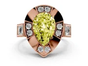 Fancy Yellow Pear Cut Diamond Milgrain Halo Ring Set in Rose gold with Split Shank