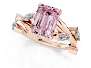 Emerald Cut Twisted Vine Engagement Ring Setting for a Fancy Pink Lab-Grown Diamond | Rose Gold