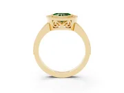 Fancy Green Heart Cut Diamond Halo Ring Set in Yellow gold with Pavé Band and Milgrain-Edged Prongs