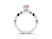 Fancy Pink Pear Cut Diamond Solitaire Engagement Ring Set in White gold with Milgrain Bezel Accent Band