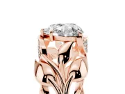 Heart-Shaped Leaf Bypass Engagement Ring Setting | Pave Leaf Accents | Rose Gold