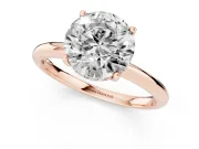 Round Micro-Prong Hidden Halo Engagement Ring Setting | Plain Band | Rose Gold