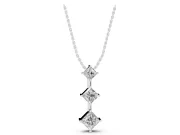 Princess Cut Lab-Grown Diamond Three-Stone Pendant Necklace | Set on Point | Sterling Silver