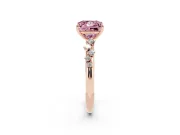 Fancy Pink Princess Cut Diamond Cluster Solitaire Ring Set in Rose gold with Prong Setting