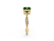 Asscher Cut Twisted Pavé Solitaire Engagement Ring Setting for a Fancy Green Lab-Grown Diamond | Yellow Gold