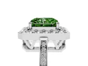 Radiant Cut Halo Engagement Ring Setting for a Fancy Green Lab-Grown Diamond | Polished Halo Rim | Platinum
