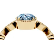 Fancy Blue Oval Cut Diamond Milgrain Marquise Twist Band Ring Set in Yellow gold with Prong Setting
