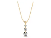 Round Lab-Grown Diamond Graduated Three-Stone Bar Pendant Necklace | Tapered Bail | Yellow Gold