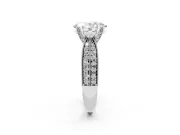 Oval Cut Diamond Solitaire Ring Set in White gold with Milgrain Double Row Round Pavé Band