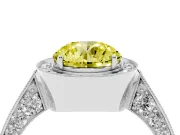 Round Milgrain Halo Engagement Ring Setting for a Fancy Yellow Lab-Grown Diamond | Side Stones | Platinum