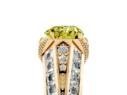 Fancy Yellow Heart Cut Diamond Vintage-Inspired Milgrain Ring Set in Yellow gold with Accent Split Shank