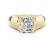 Radiant Cut Half Bezel Solitaire Engagement Ring Setting | Wide Band | Yellow Gold