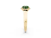 Fancy Green Round Cut Diamond Halo Ring Set in Yellow gold with Cathedral Band and Prong Setting
