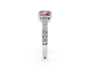 Princess Cut Hidden Halo Engagement Ring Setting for a Fancy Pink Lab-Grown Diamond | Milgrain Pave | Platinum