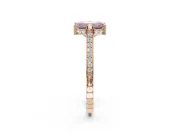 Emerald Cut Vintage Cathedral Engagement Ring Setting for a Fancy Pink Lab-Grown Diamond | Carved Band | Rose Gold