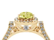 Pear-Shaped Halo Engagement Ring Setting for a Fancy Yellow Lab-Grown Diamond | Pavé Panel Shoulders | Yellow Gold
