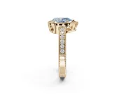 Pear-Shaped Milgrain Halo Engagement Ring Setting for a Fancy Blue Lab-Grown Diamond | Wide Pavé Band | Yellow Gold