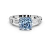 Cushion Cut Tapered Baguette Engagement Ring Setting for a Fancy Blue Lab-Grown Diamond | Platinum